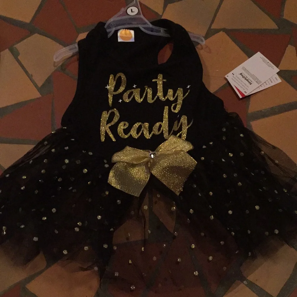 Party Ready Black & Gold Dog Tutu Dress by